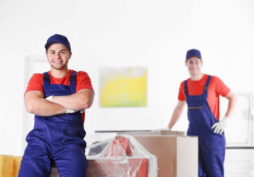 Professional removals team planning a move in Islington street