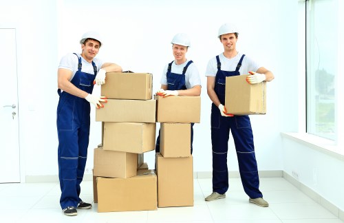 Packed boxes and furniture ready for a house move